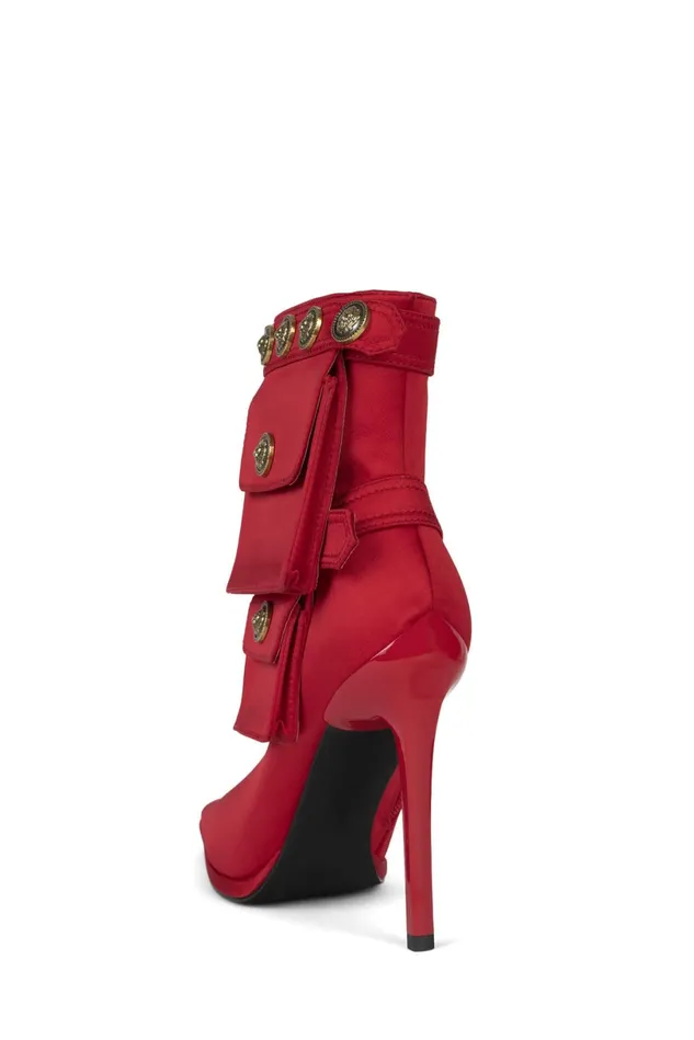 Jeffrey Campbell STASHED Red Satin Women Ankle To Mid