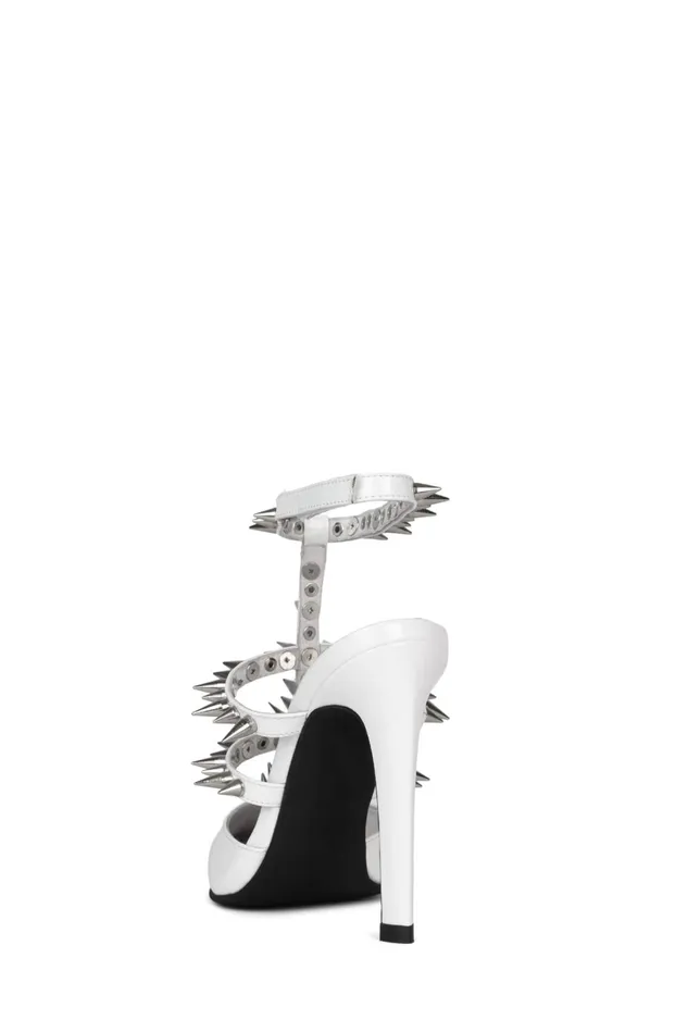 Jeffrey Campbell STEPBACK White Patent Silver Women Pump