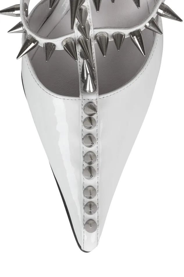 Jeffrey Campbell STEPBACK White Patent Silver Women Pump