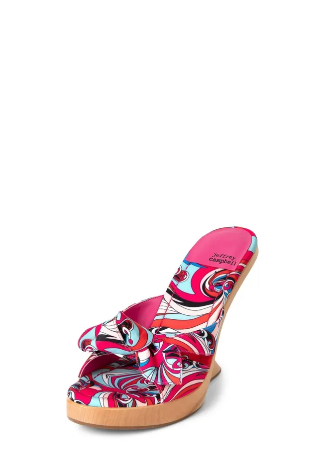 Jeffrey Campbell TEASING Fuchsia Blue Multi Women Wedge