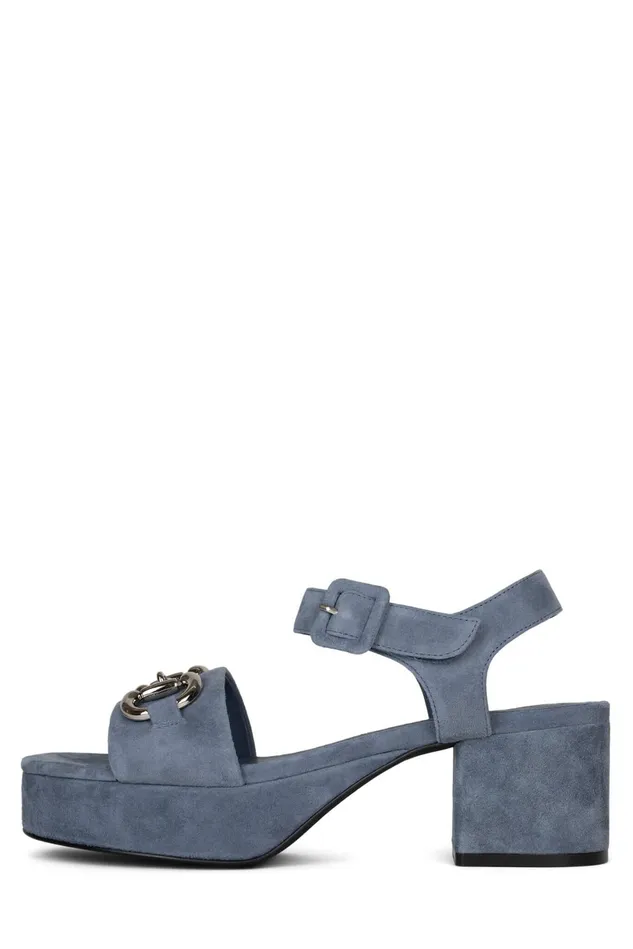 Jeffrey Campbell TIMELESS Dusty Blue Suede Silver Women Sandal