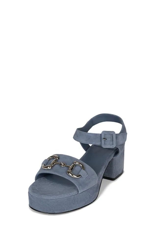 Jeffrey Campbell TIMELESS Dusty Blue Suede Silver Women Sandal