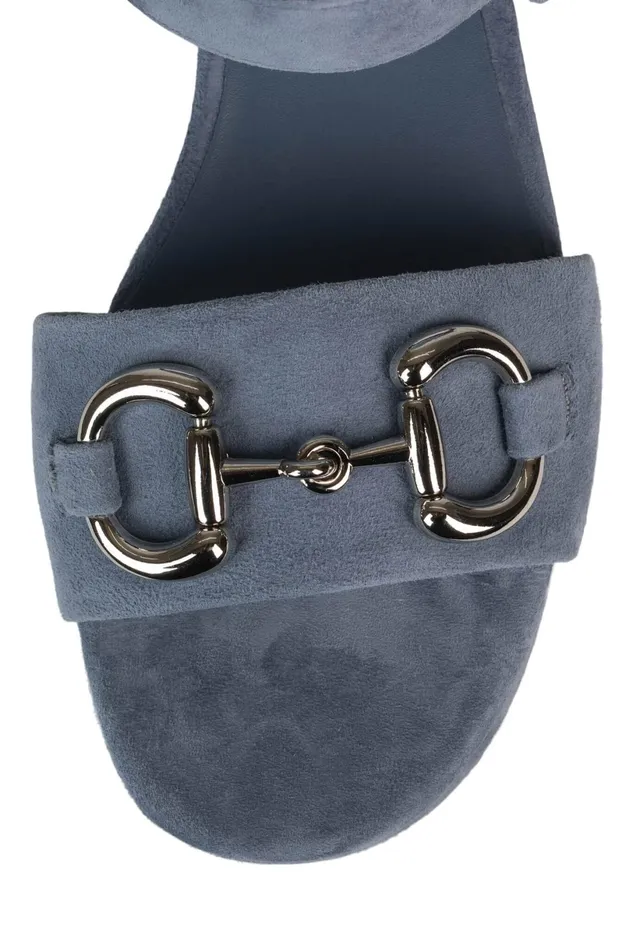 Jeffrey Campbell TIMELESS Dusty Blue Suede Silver Women Sandal