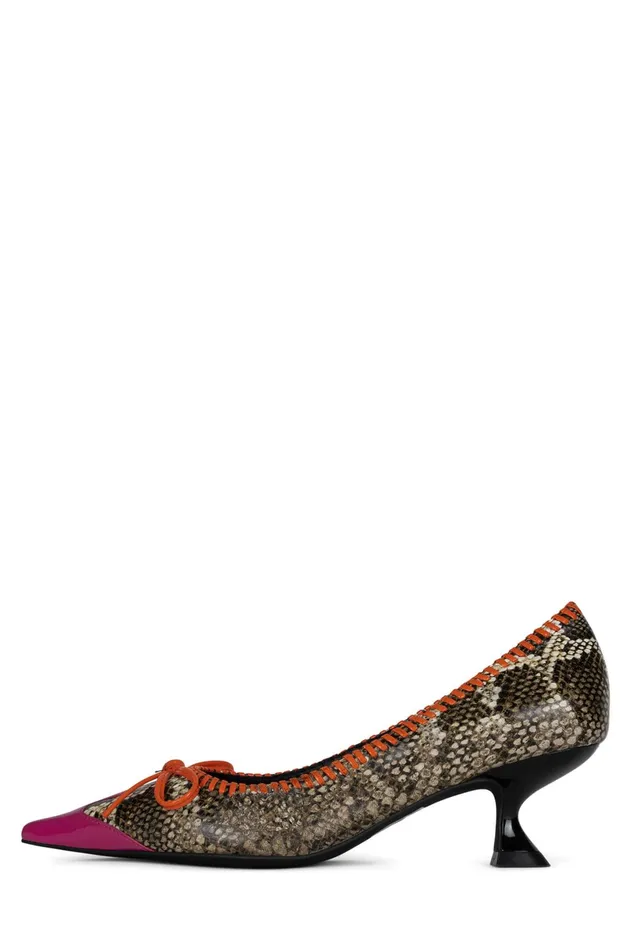 Jeffrey Campbell TORPEDO2 Pink Pat Beige Snake Orange Women Pump
