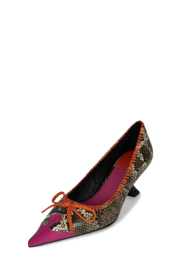 Jeffrey Campbell TORPEDO2 Pink Pat Beige Snake Orange Women Pump