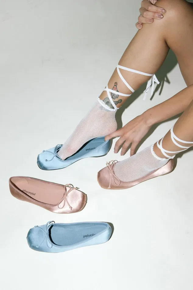 Jeffrey Campbell TUTU Light Grey Satin Women Ballet Flats