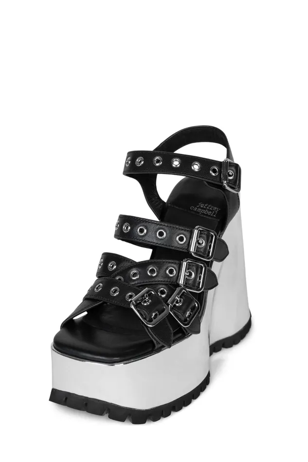 Jeffrey Campbell VOIDOID Black Silver Metallic Women Sandal