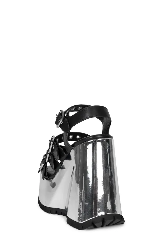 Jeffrey Campbell VOIDOID Black Silver Metallic Women Sandal