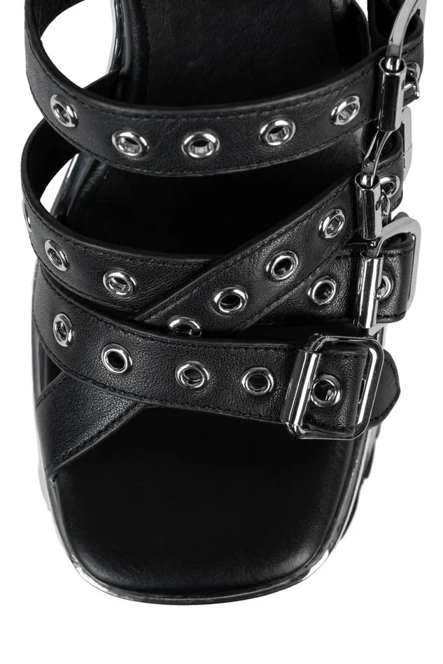 Jeffrey Campbell VOIDOID Black Silver Metallic Women Sandal