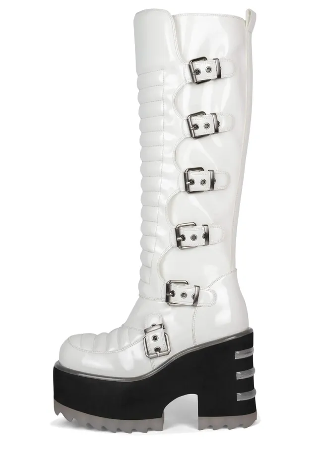 Jeffrey Campbell ZENONKH White Patent Women Boot