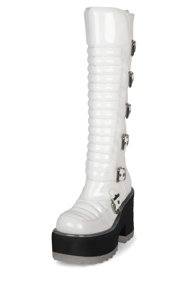 Jeffrey Campbell ZENONKH White Patent Women Boot