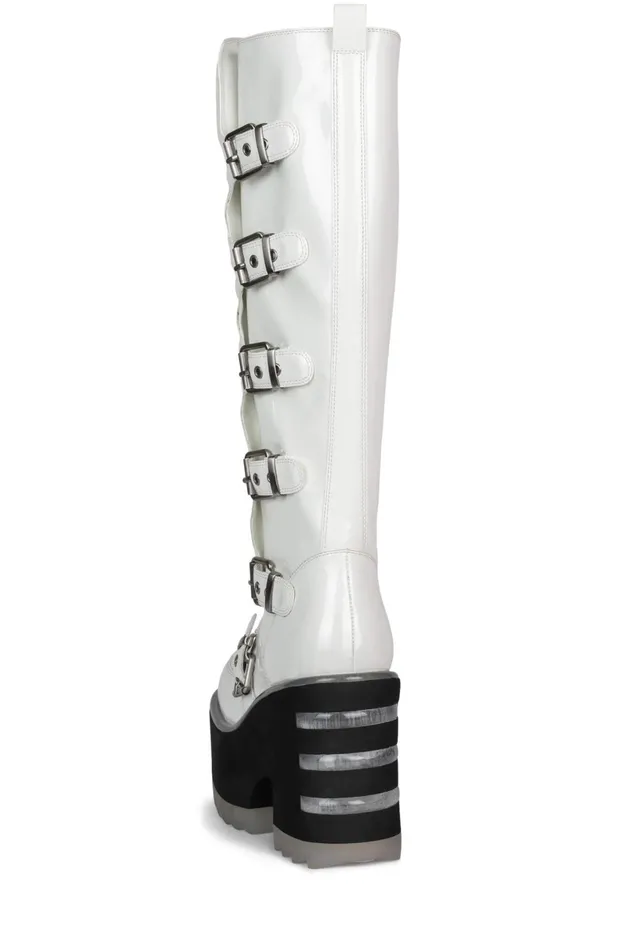 Jeffrey Campbell ZENONKH White Patent Women Boot