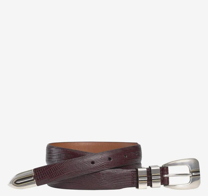 JohnstonandMurphy Belts LizardGrain Ranger Belt Burgundy 8211 Men