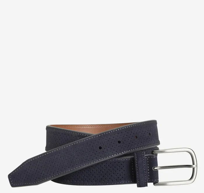 JohnstonandMurphy Belts Perfed Suede Belt Navy 8211 Men