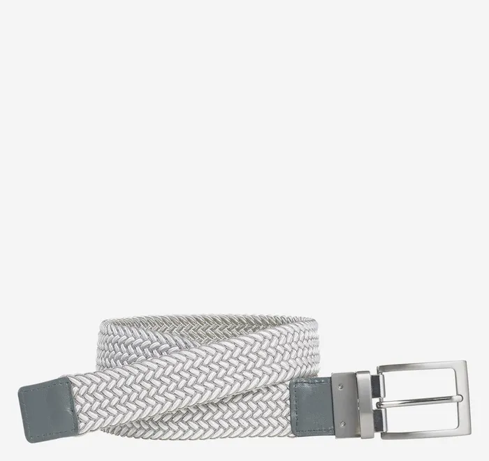 JohnstonandMurphy Belts Reversible StretchWoven Belt Graywhite 8211 Men JohnstonandMurphy Belts Reversible StretchWoven Belt Graywhite 8211 Men