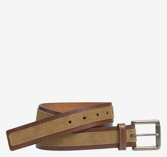 JohnstonandMurphy Belts Suede Overlay Belt Browncamel 8211 Men