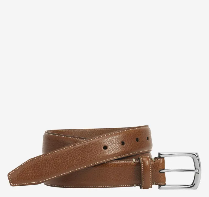 JohnstonandMurphy Belts Topstitched Leather Belt Tan 8211 Men