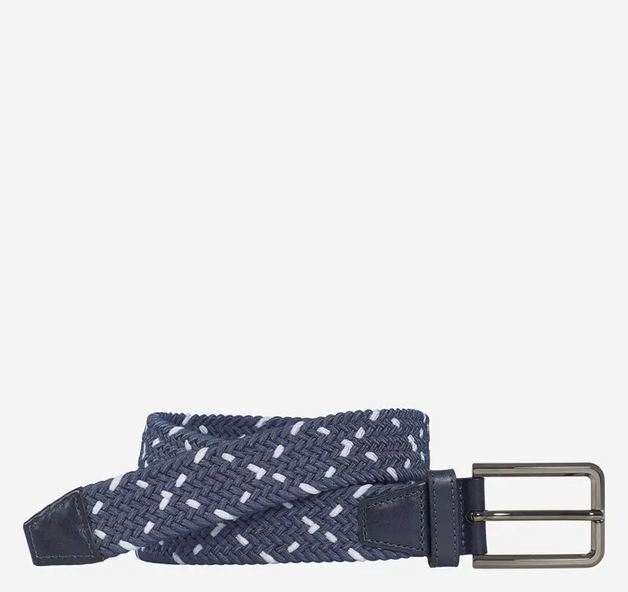 JohnstonandMurphy Belts Woven StretchKnit Belt Navywhite 8211 Men