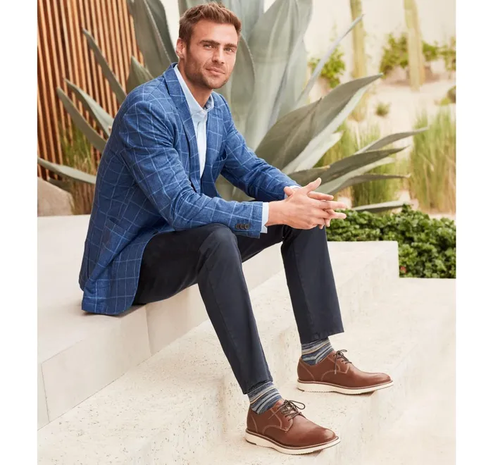 JohnstonandMurphy Blazers Xc Flex Knit Blazer Blue Plaid 8211 Men