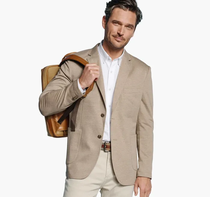 JohnstonandMurphy Blazers Xc Flex Knit Blazer Tan Twill 8211 Men