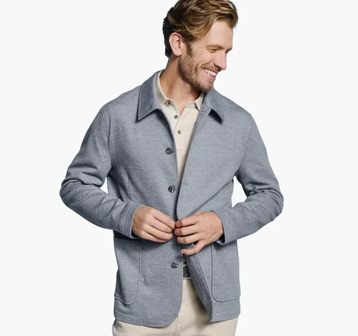 JohnstonandMurphy Blazers Xc Flex Knit FullButton Blazer Blue 8211 Men