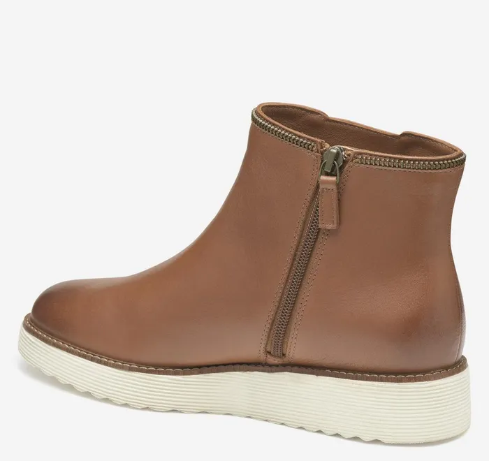 JohnstonandMurphy Boots and Booties Mitzi Zipper Bootie Cognac Calfskin 8211 Women JohnstonandMurphy Boots and Booties Mitzi Zipper Bootie Cognac Calfskin 8211 Women