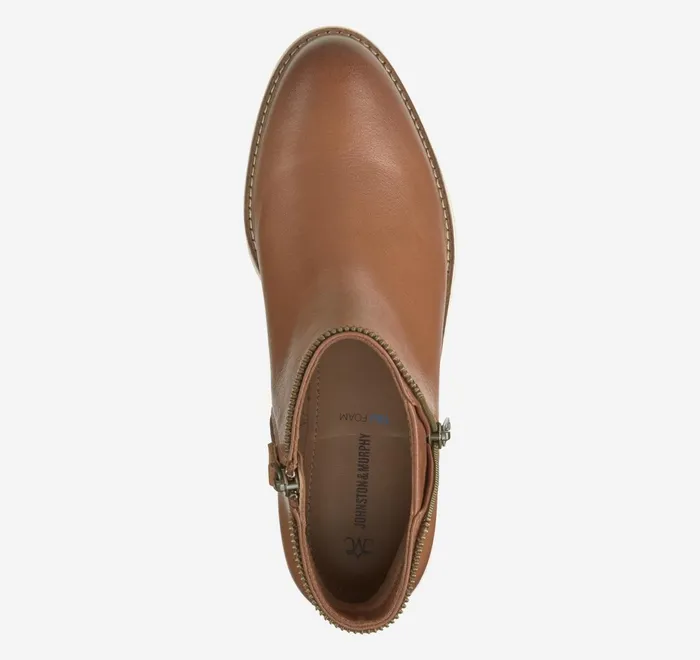 JohnstonandMurphy Boots and Booties Mitzi Zipper Bootie Cognac Calfskin 8211 Women JohnstonandMurphy Boots and Booties Mitzi Zipper Bootie Cognac Calfskin 8211 Women