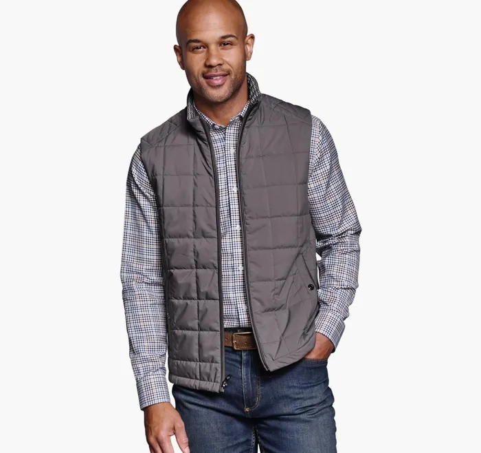JohnstonandMurphy Coats Jackets and Vests Box Quilted Vest Gray 8211 Men