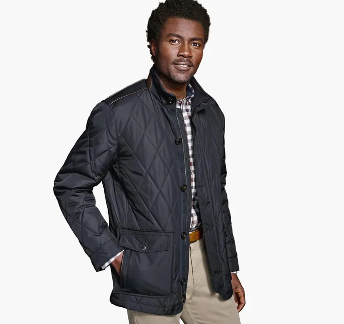 JohnstonandMurphy Coats Jackets and Vests Diamond Quilt Jacket Navy 8211 Men