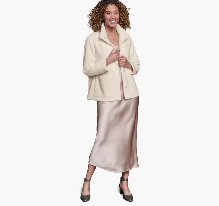 JohnstonandMurphy Coats Jackets and Vests Eyelash Jacket Ivory 8211 Women JohnstonandMurphy Coats Jackets and Vests Eyelash Jacket Ivory 8211 Women