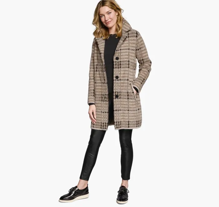 JohnstonandMurphy Coats Jackets and Vests Plaid Coatigan Brownblack 8211 Women JohnstonandMurphy Coats Jackets and Vests Plaid Coatigan Brownblack 8211 Women