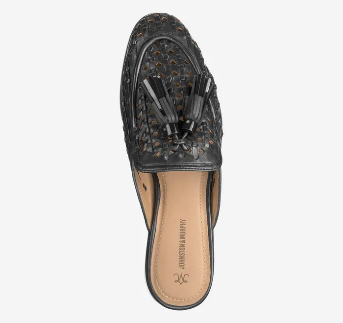 JohnstonandMurphy Mules and Loafers Ali Woven Tassel Mule Black Glove Leather 8211 Women JohnstonandMurphy Mules and Loafers Ali Woven Tassel Mule Black Glove Leather 8211 Women