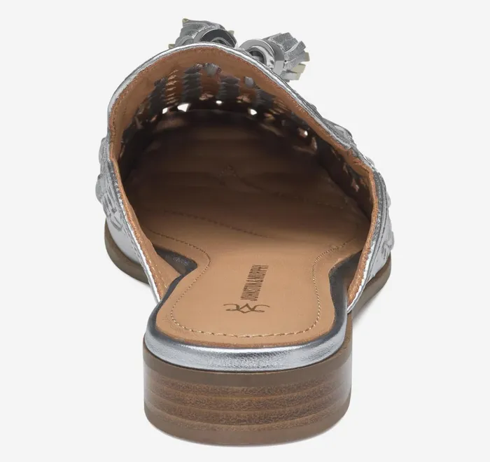 JohnstonandMurphy Mules and Loafers Ali Woven Tassel Mule Silver Metallic Sheepskin 8211 Women JohnstonandMurphy Mules and Loafers Ali Woven Tassel Mule Silver Metallic Sheepskin 8211 Women