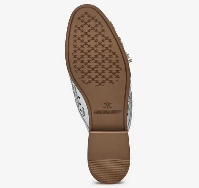 JohnstonandMurphy Mules and Loafers Ali Woven Tassel Mule Silver Metallic Sheepskin 8211 Women JohnstonandMurphy Mules and Loafers Ali Woven Tassel Mule Silver Metallic Sheepskin 8211 Women