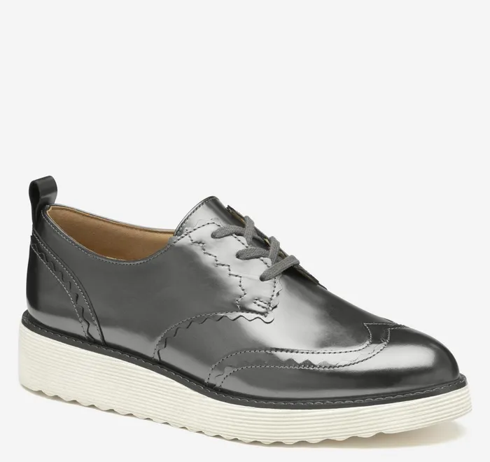 JohnstonandMurphy Mules and Loafers Mitzi Scalloped Wingtip Pewter Metallic Italian Sheepskin 8211 Women JohnstonandMurphy Mules and Loafers Mitzi Scalloped Wingtip Pewter Metallic Italian Sheepskin 8211 Women