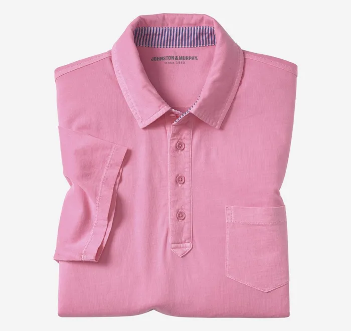 JohnstonandMurphy Polos and Tees Garment Dyed Polo Pink 8211 Men