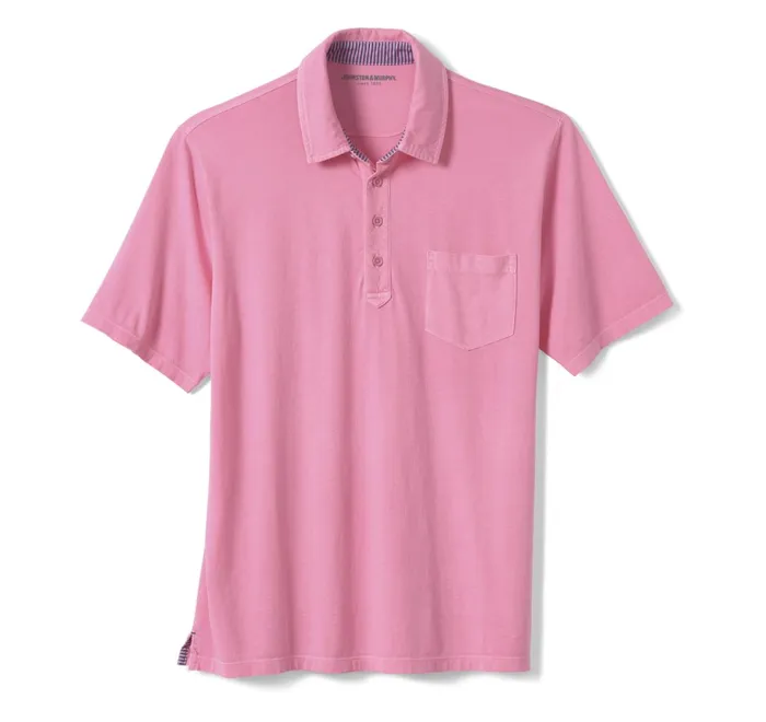 JohnstonandMurphy Polos and Tees Garment Dyed Polo Pink 8211 Men JohnstonandMurphy Polos and Tees Garment Dyed Polo Pink 8211 Men