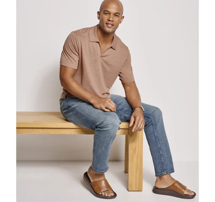 JohnstonandMurphy Polos and Tees LinenBlend VNeck Polo Melon 8211 Men JohnstonandMurphy Polos and Tees LinenBlend VNeck Polo Melon 8211 Men
