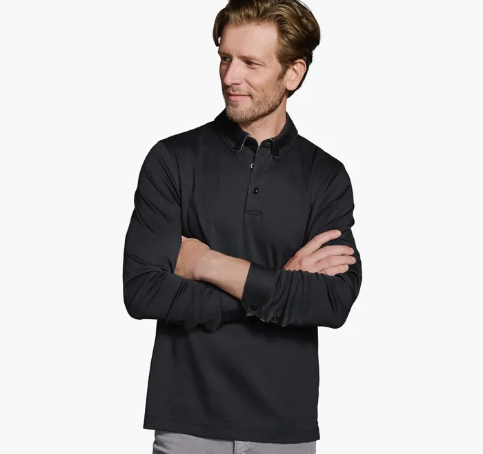 JohnstonandMurphy Polos and Tees Liquid Cotton LongSleeve Polo Black 8211 Men JohnstonandMurphy Polos and Tees Liquid Cotton LongSleeve Polo Black 8211 Men