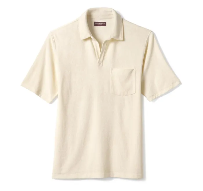JohnstonandMurphy Polos and Tees Terry Open Collar Polo Cream 8211 Men JohnstonandMurphy Polos and Tees Terry Open Collar Polo Cream 8211 Men