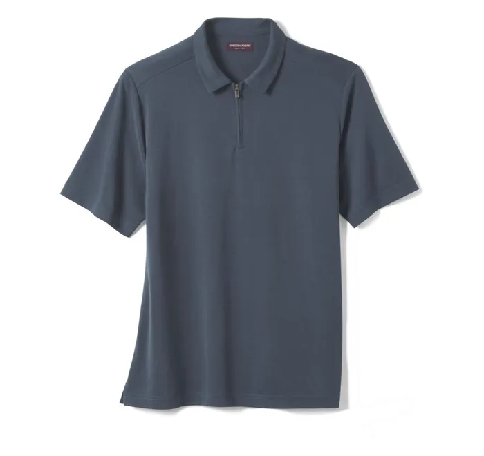 JohnstonandMurphy Polos and Tees Vintage Birdseye Zip Polo Navy 8211 Men JohnstonandMurphy Polos and Tees Vintage Birdseye Zip Polo Navy 8211 Men