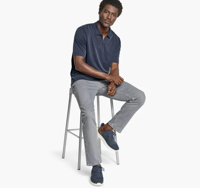 JohnstonandMurphy Polos and Tees Vintage Birdseye Zip Polo Navy 8211 Men JohnstonandMurphy Polos and Tees Vintage Birdseye Zip Polo Navy 8211 Men
