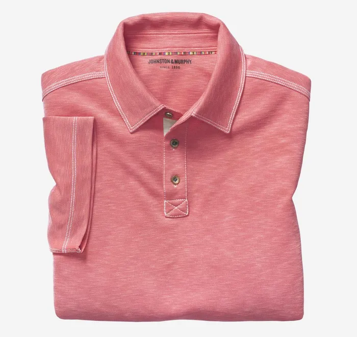 JohnstonandMurphy Polos and Tees Vintage Slub Polo Coral 8211 Men