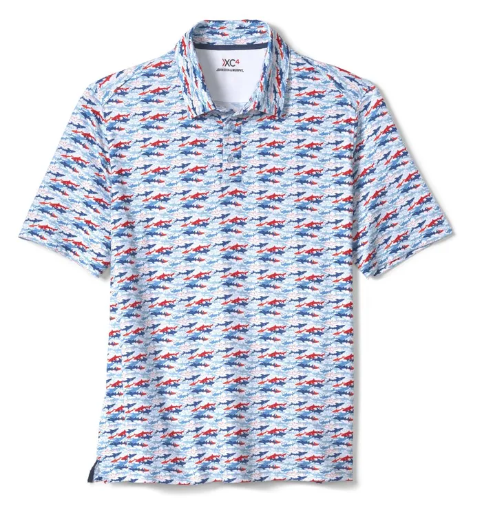 JohnstonandMurphy Polos and Tees Xc4 Performance Polo Bluered Shark 8211 Men JohnstonandMurphy Polos and Tees Xc4 Performance Polo Bluered Shark 8211 Men