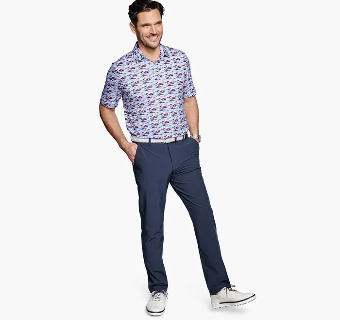 JohnstonandMurphy Polos and Tees Xc4 Performance Polo Bluered Shark 8211 Men JohnstonandMurphy Polos and Tees Xc4 Performance Polo Bluered Shark 8211 Men