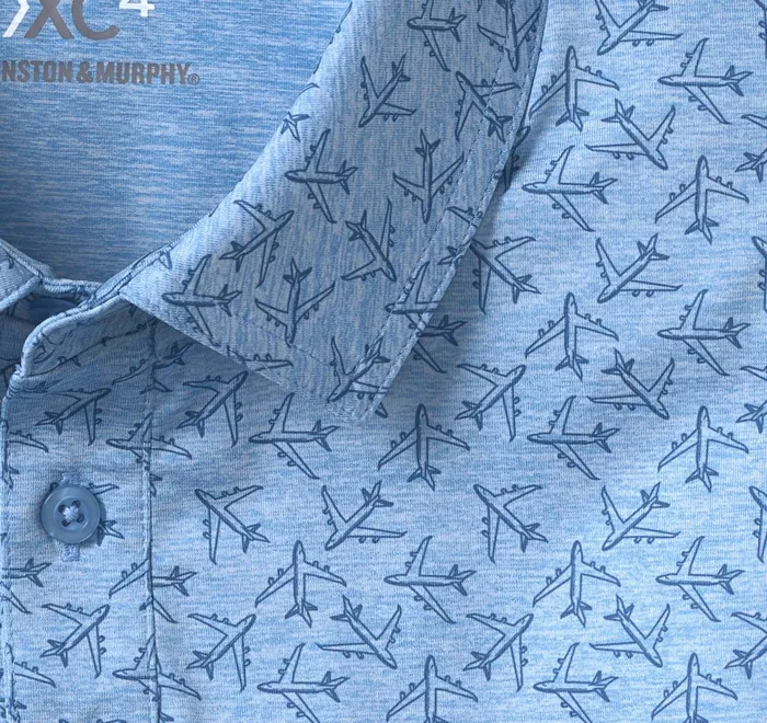 JohnstonandMurphy Polos and Tees Xc4 Performance Polo Blue Tonal Airplane 8211 Men JohnstonandMurphy Polos and Tees Xc4 Performance Polo Blue Tonal Airplane 8211 Men