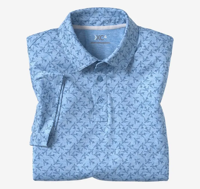 JohnstonandMurphy Polos and Tees Xc4 Performance Polo Blue Tonal Airplane 8211 Men JohnstonandMurphy Polos and Tees Xc4 Performance Polo Blue Tonal Airplane 8211 Men