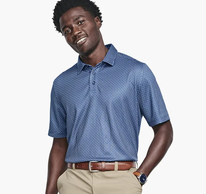 JohnstonandMurphy Polos and Tees Xc4 Performance Polo Navy Geo 8211 Men