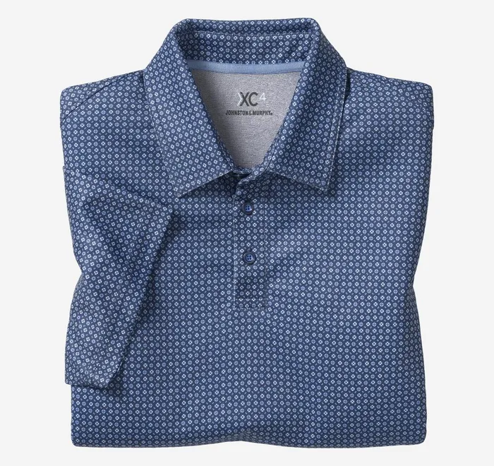 JohnstonandMurphy Polos and Tees Xc4 Performance Polo Navy Geo 8211 Men JohnstonandMurphy Polos and Tees Xc4 Performance Polo Navy Geo 8211 Men