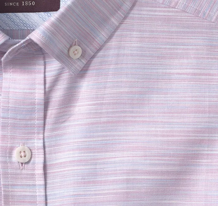 JohnstonandMurphy Shirts ButtonCollar Premium Cotton Shirt Pink Striated Oxford 8211 Men JohnstonandMurphy Shirts ButtonCollar Premium Cotton Shirt Pink Striated Oxford 8211 Men